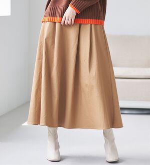 RANAN（ラナン）の「はっ水！タックスカート（ロングスカート）」｜ベージュ