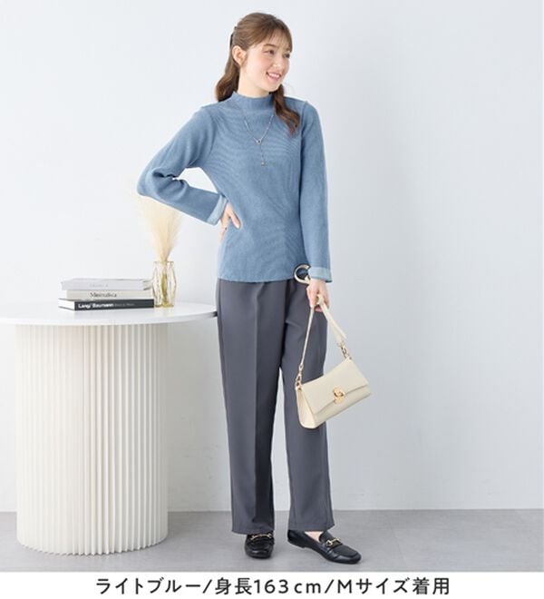 alotta（アロッタ）の「パチパチしにくい！洗える袖シアー切替ニットプルオーバー（ニット・セーター）」｜詳細画像