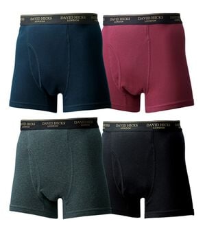 「【４枚組】＜デービッド　ヒックス＞革新設計！パッドのない吸水ボクサーパンツ（メンズボクサーパンツ）」｜無地タイプ4枚組