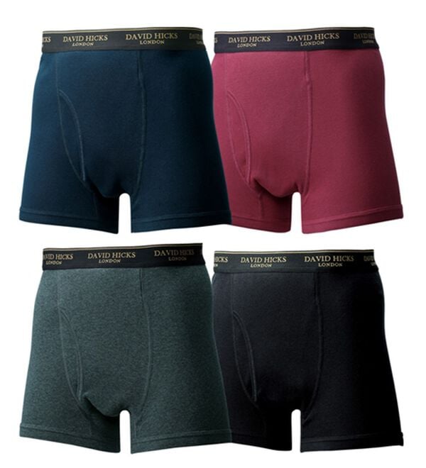 「【４枚組】＜デービッド　ヒックス＞革新設計！パッドのない吸水ボクサーパンツ（メンズボクサーパンツ）」｜無地タイプ4枚組