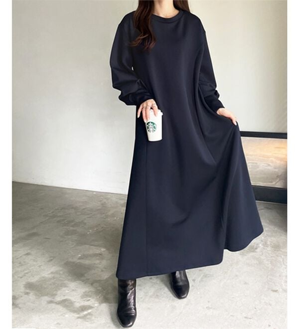 GeeRA（ジーラ）の「【再入荷】1枚で決まる！ハーフジップフレアワンピース（カットソーワンピース）」｜詳細画像