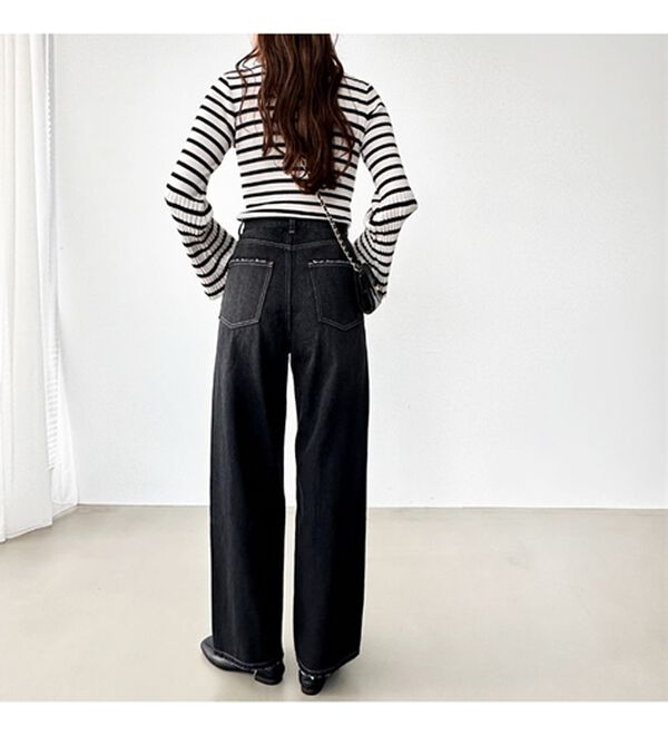 GeeRA（ジーラ）の「ハイウエストストレートデニム（ワイドパンツ・ガウチョ）」｜詳細画像