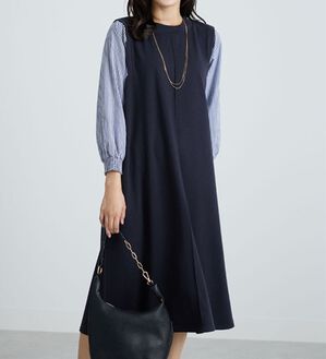 BELLUNA（ベルーナ）の「袖切替デザインハイネックワンピース（カットソーワンピース）」｜詳細画像