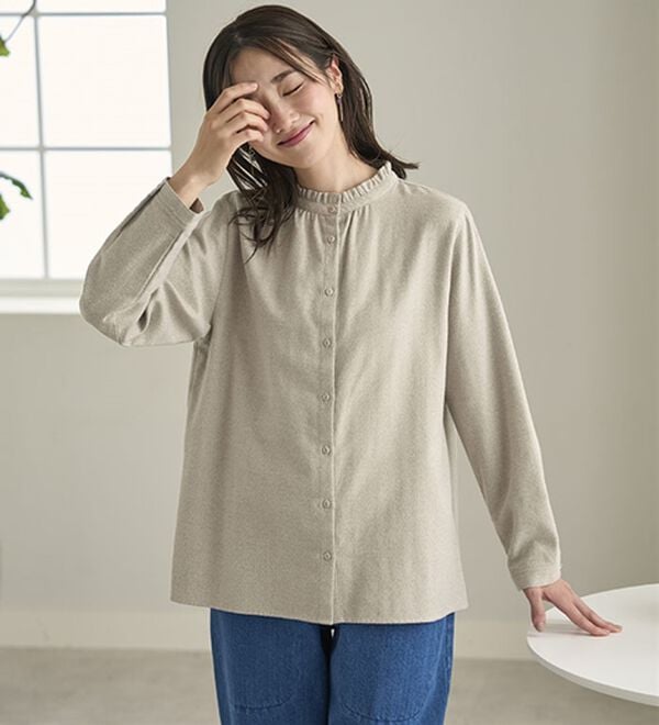 BELLUNA（ベルーナ）の「《ＨｕｇＲｅａｍコットン》フリル衿ブラウス（ブラウス）」｜詳細画像