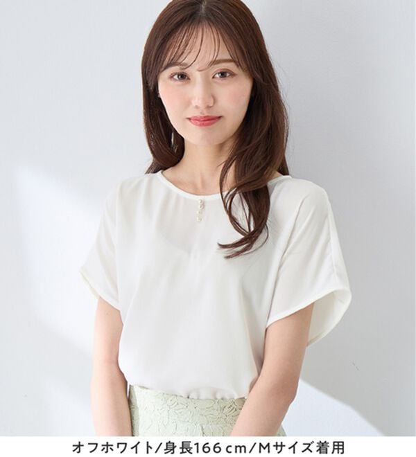 alotta（アロッタ）の「【イージーケア】パール調ボタンデザインブラウス（ブラウス）」｜詳細画像