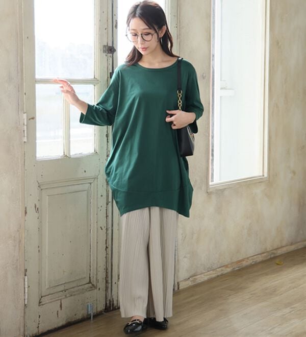 A HAPPY MARILYN（アハッピーマリリン）の「【Ｍ～８Ｌ】選べる袖！コク－ンシルエットチュニック（チュニック）」｜詳細画像