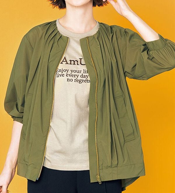 VINNO（ヴィノ）の「袖ボリュームデザインはっ水ブルゾン（ブルゾン）」｜詳細画像