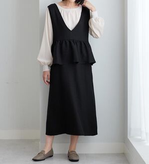 BELLUNA（ベルーナ）の「体型カバー！ペプラムジャンパースカート（ジャンパースカート）」｜詳細画像