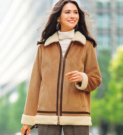 BELLUNA（ベルーナ）の「防風ベロア素材ミドル丈コート（ブルゾン）」