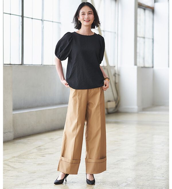 RANAN（ラナン）の「ひんやり！サッカー素材袖ボリュームブラウス（ブラウス）」｜詳細画像