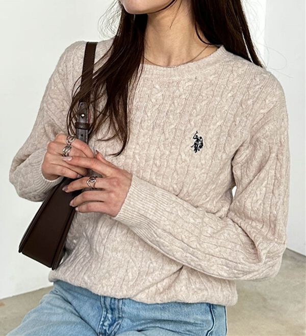 RANAN（ラナン）の「＜U.S.POLO ASSN.ユーエスポロアッスン＞ ワンポイントケーブルニット（ニット・セーター）」｜詳細画像