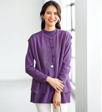 BELLUNA（ベルーナ）の「前後２ｗａｙベスト付ニットアンサンブル（アンサンブル）」