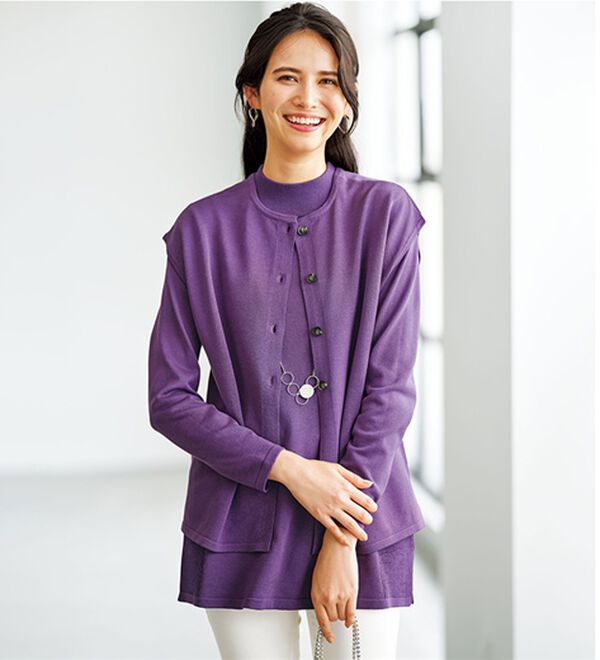 BELLUNA（ベルーナ）の「前後２ｗａｙベスト付ニットアンサンブル（アンサンブル）」｜パープル