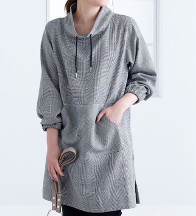 BELLUNA（ベルーナ）の「＜ｓｏｒａｆｕｋｕ＞衿デザインチェック柄ワンピース（その他ワンピース）」