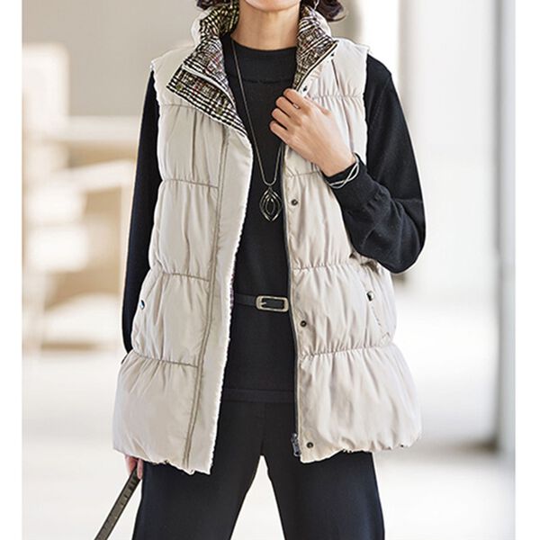 BELLUNA（ベルーナ）の「チェック柄リバーシブルベスト（ベスト）」｜詳細画像