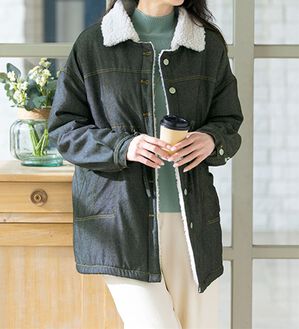 ルフラン（ルフラン）の「裏ボア暖かデニムブルゾン（ブルゾン）」｜グレー