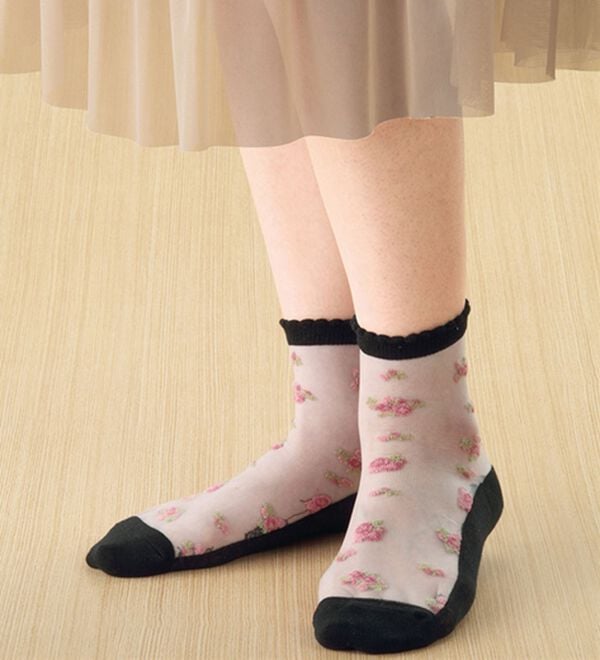 「【１０足組】柄おまかせシースルーソックス（靴下・ストッキング）」｜詳細画像