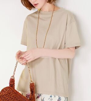 BELLUNA（ベルーナ）の「綿１００％大人顔サマ見えＴシャツ（Tシャツ）」｜トープ