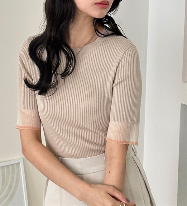 GeeRA（ジーラ）の「『ドラマ着用商品』 袖口シアーリブニット（ニット・セーター）」｜詳細画像