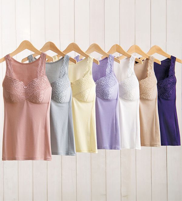 「【７色組】オーガニック綿１００％ブラキャミ（肌着・インナーウェア）」｜7色組