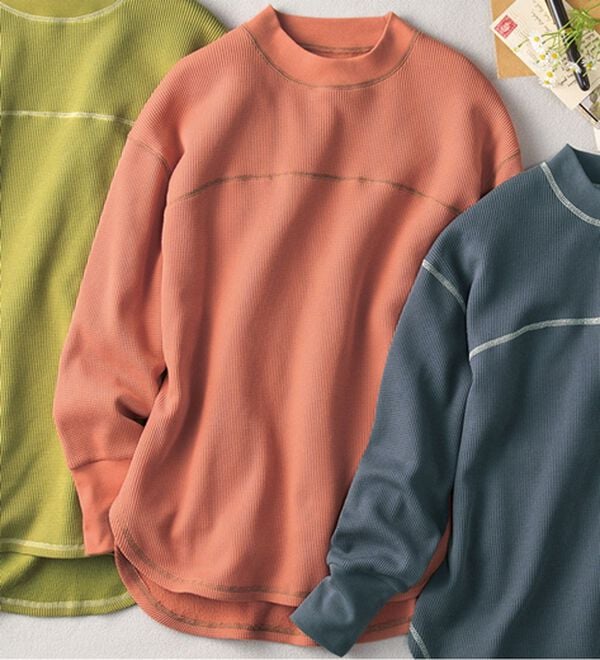 BELLUNA（ベルーナ）の「裏起毛ワッフル素材チュニック（チュニック）」｜サーモンピンク