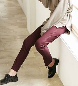 Viola e Viola（ヴィオラ エ ヴィオラ）の「すっきり楽ちんチュニックパンツ（フルレングスパンツ）」｜ボルドー