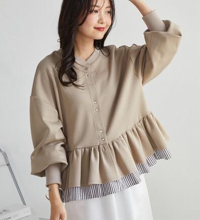 RANAN（ラナン）の「フリルぺプラムショートカーデ（その他カーディガン）」