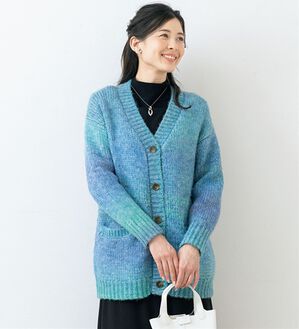 ルフラン（ルフラン）の「グラデーションニットカーディガン（ニットカーディガン）」｜ブルー