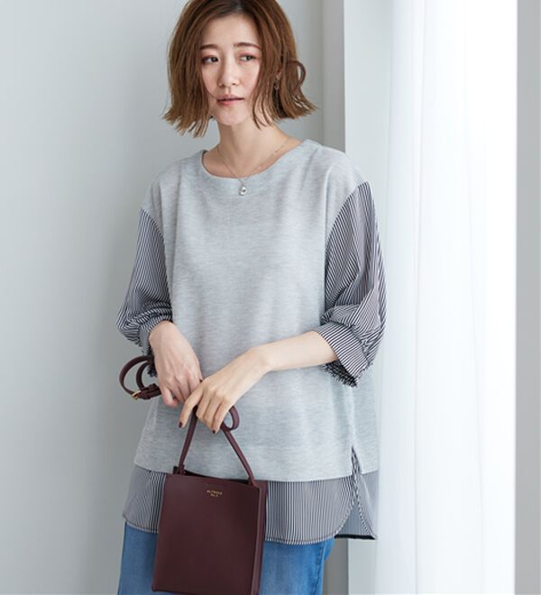 BELLUNA（ベルーナ）の「ラメ調素材シャツフェイクチュニック（チュニック）」｜詳細画像