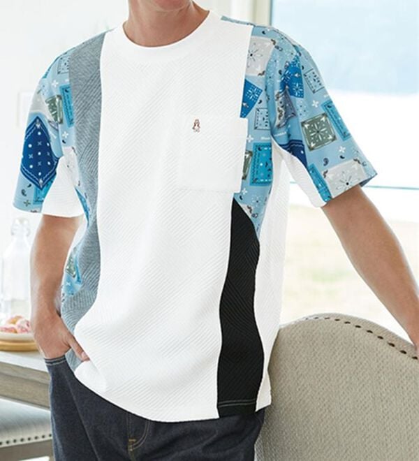「＜ハッシュパピー＞ふくれジャカード切替Ｔシャツ（メンズＴシャツ）」｜詳細画像