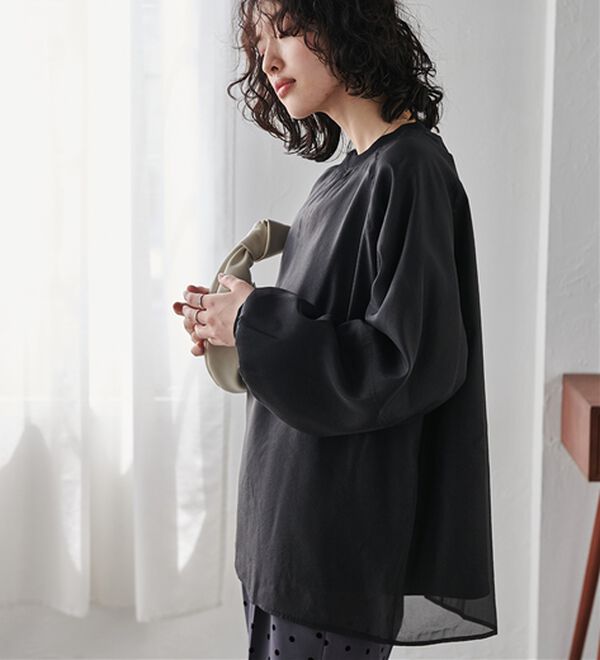 RANAN（ラナン）の「裏起毛シアー素材レイヤードスウェット（カットソー）」｜詳細画像