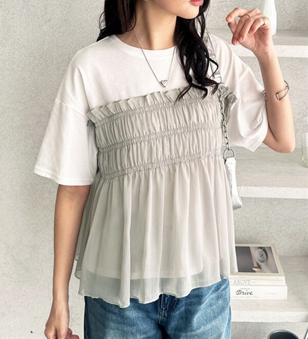 GeeRA（ジーラ）の「シアービスチェドッキングＴシャツ（カットソー）」｜詳細画像