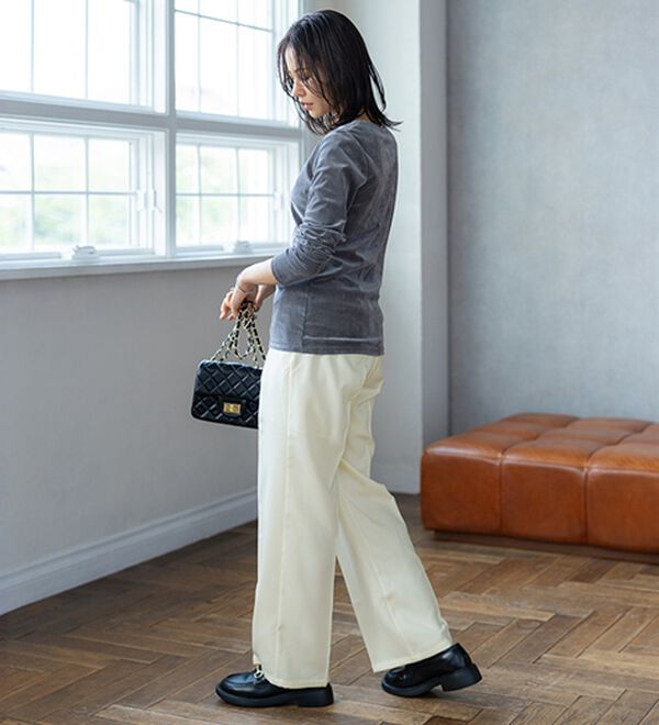 BELLUNA（ベルーナ）の「スラッと美脚セミワイドパンツ（フルレングスパンツ）」｜詳細画像