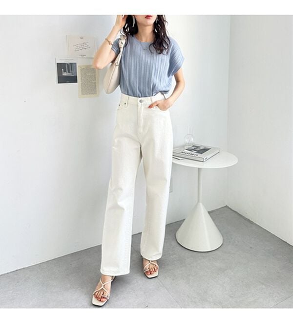 GeeRA（ジーラ）の「プリーツ編フレンチスリーブリブトップス（ニット・セーター）」｜詳細画像