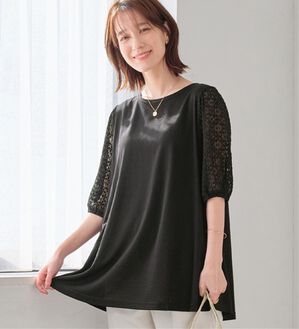 Viola e Viola（ヴィオラ エ ヴィオラ）の「袖レース切替チュニック（チュニック）」｜ブラック