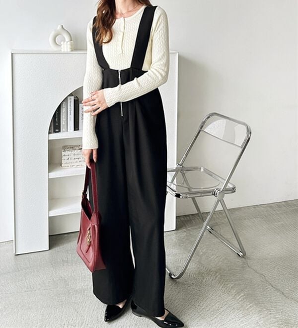 GeeRA（ジーラ）の「フロントジップハイウエストサロペット（オールインワン）」｜詳細画像