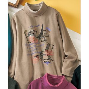 ルフラン（ルフラン）の「首まであったか裏ファープリントプルオーバー（カットソー）」｜ベージュ