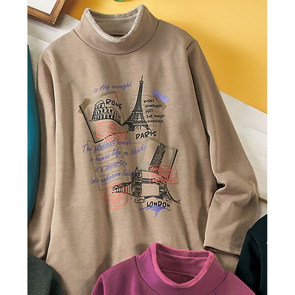 ルフラン（ルフラン）の「首まであったか裏ファープリントプルオーバー（カットソー）」｜ベージュ