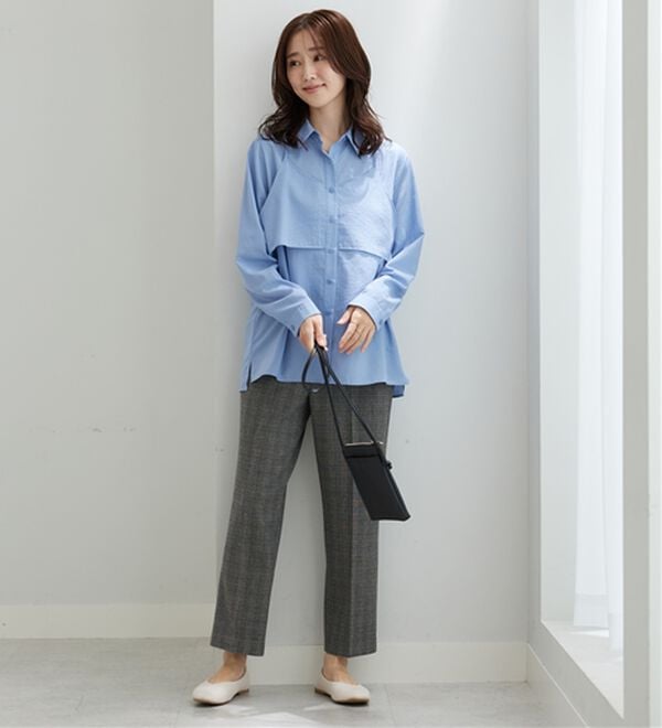 BELLUNA（ベルーナ）の「サマ見え（SW）ウール調素材ストレートパンツ（フルレングスパンツ）」｜詳細画像