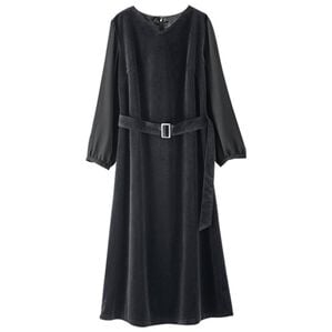 BELLUNA（ベルーナ）の「洗える！ライトベロア素材ワンピース（その他ワンピース）」｜黒