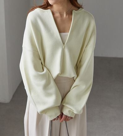 RANAN（ラナン）の「ハーフジップスウェットライクニット（ニット・セーター）」