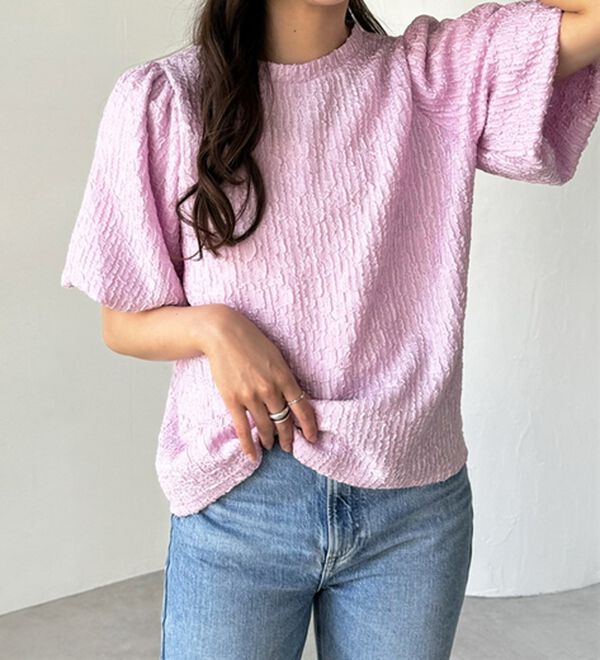 GeeRA（ジーラ）の「ワッシャー素材バルーン袖Ｔブラウス（ブラウス）」｜詳細画像