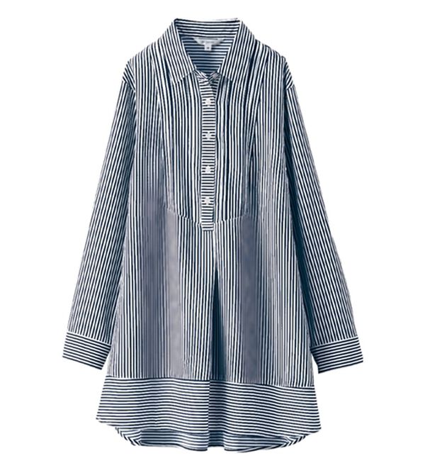 BELLUNA（ベルーナ）の「ピンタック使い麻調合繊シャツチュニック（チュニック）」｜詳細画像