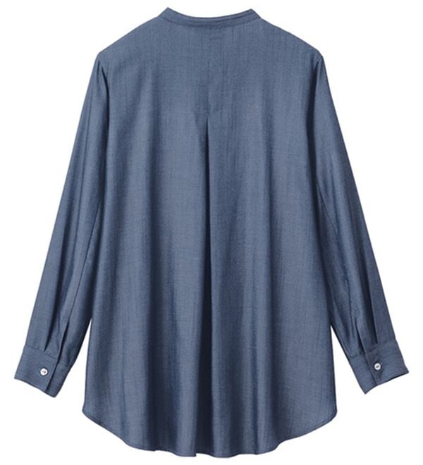 VINNO（ヴィノ）の「テンセル（ＴＭ）デニムスタンド衿ブラウス（ブラウス）」｜詳細画像