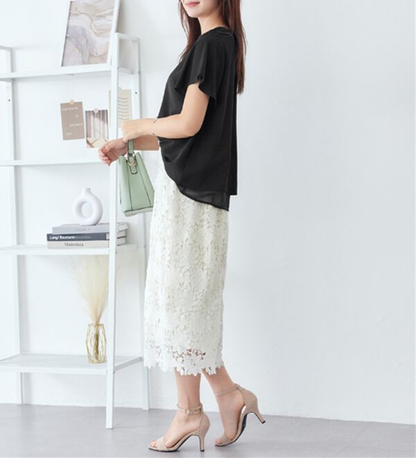 alotta（アロッタ）の「シフォンレイヤードＶネックブラウス（ブラウス）」｜詳細画像