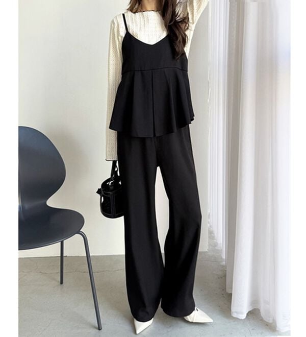 GeeRA（ジーラ）の「セットアップ風プリーツビスチェキャミサロペ（オールインワン）」｜詳細画像