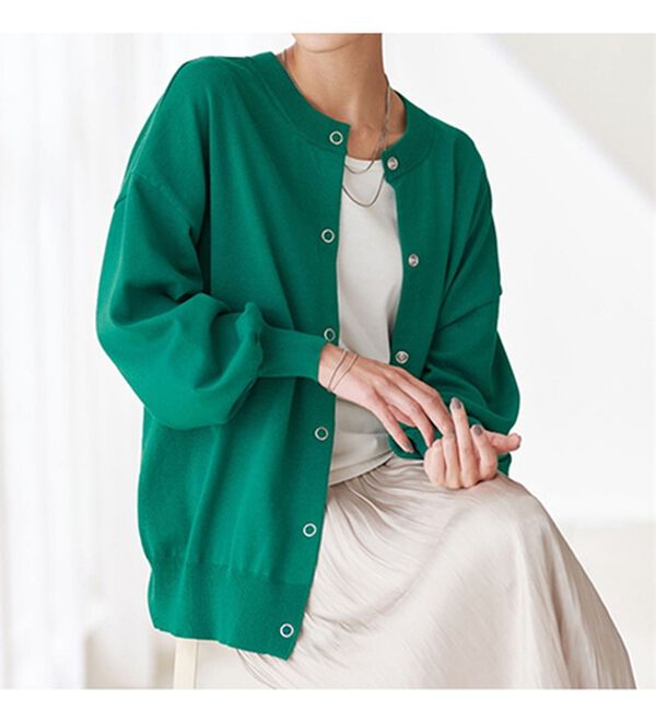 BELLUNA（ベルーナ）の「コットンミックススナップカーディガン（ニットカーディガン）」｜詳細画像