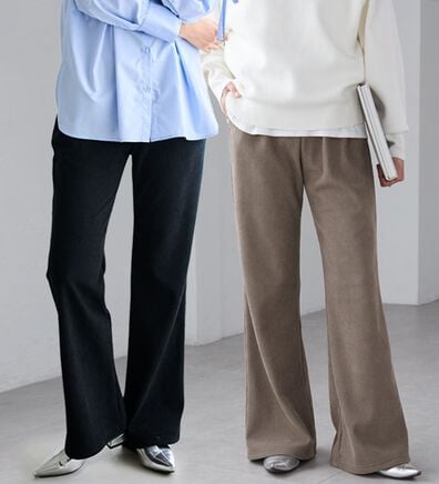 RANAN（ラナン）の「あったか裏ベロアニットコールフレアパンツ（フルレングスパンツ）」