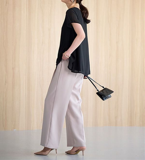 RANAN（ラナン）の「【選べる２丈】機能付！美脚シルエットセンタープレスワイドパンツ（フルレングスパンツ）」｜詳細画像