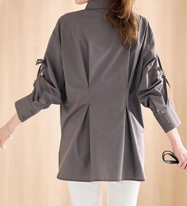 RANAN（ラナン）の「ウエストタック袖リボンシャツ（シャツ）」｜詳細画像